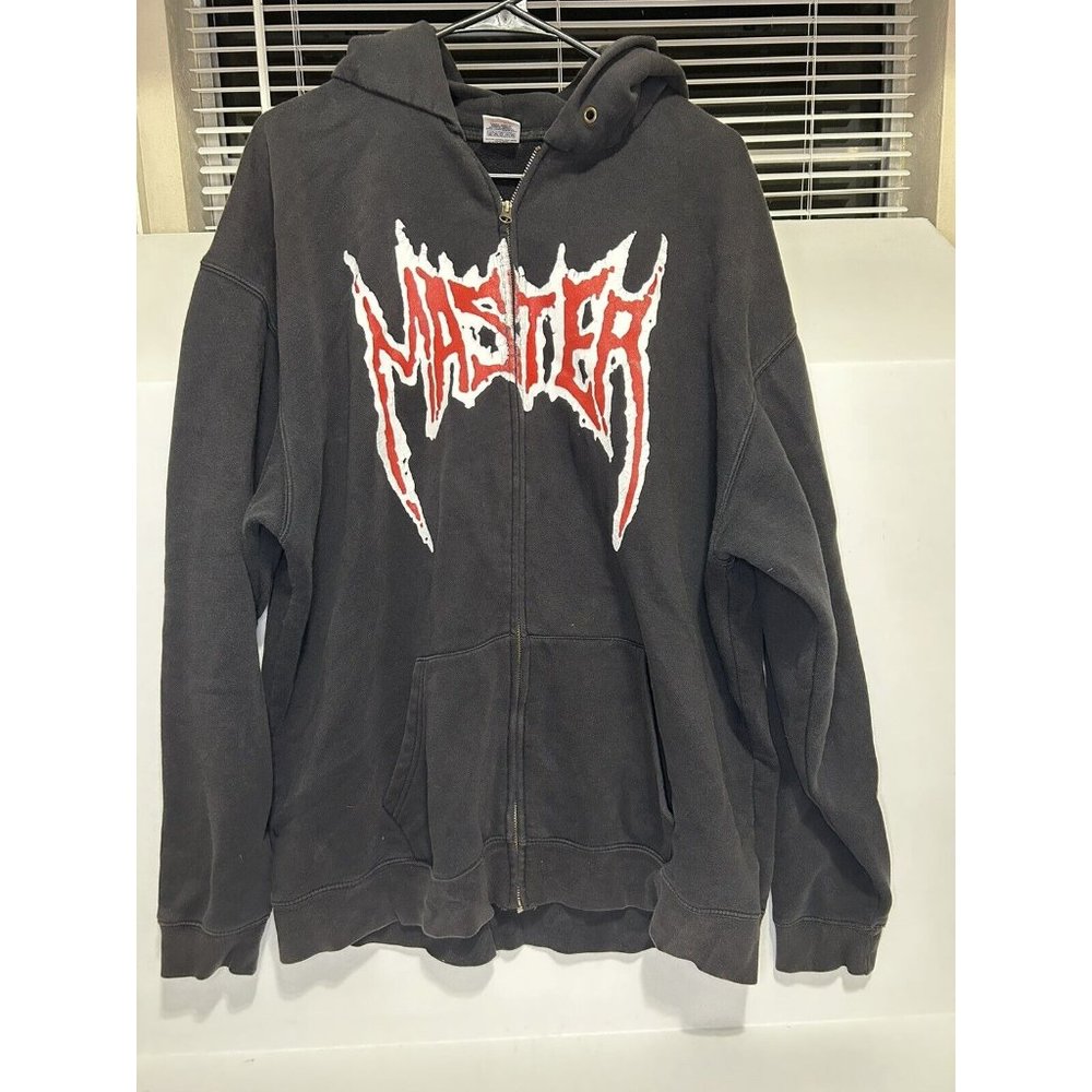 Master The New Elite Hoodie Full Zip Death Metal Chicago Missing Drawstring XXL